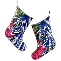 Hawaii Polynesian Turtle Tropical Hibiscus Plumeria Christmas Stocking - Blue - AH - Polynesian Pride