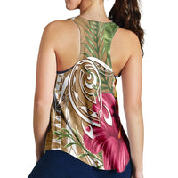 Hawaii Polynesian Turtle Tropical Hibiscus Plumeria Racerback Tank - Gold - AH - Polynesian Pride