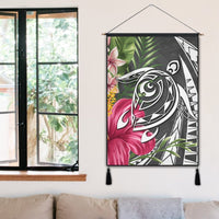 Hawaii Polynesian Turtle Tropical Hibiscus Plumeria Hanging Poster - Gray - AH - Polynesian Pride