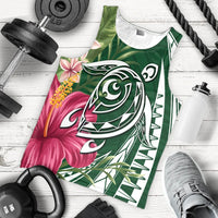 Hawaii Polynesian Turtle Tropical Hibiscus Plumeria Tank Top - Green - AH - Polynesian Pride
