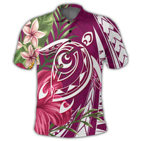 Hawaii Polynesian Turtle Tropical Hibiscus Plumeria Polo Shirt Pink - Polynesian Pride