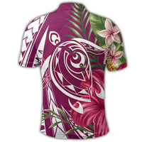 Hawaii Polynesian Turtle Tropical Hibiscus Plumeria Polo Shirt Pink - Polynesian Pride