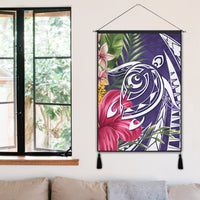 Hawaii Polynesian Turtle Tropical Hibiscus Plumeria Hanging Poster - Purple - AH - Polynesian Pride