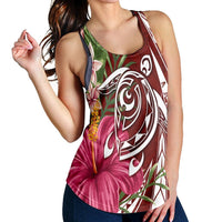 Hawaii Polynesian Turtle Tropical Hibiscus Plumeria Racerback Tank - Red - AH - Polynesian Pride