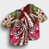 Hawaii Polynesian Turtle Tropical Hibiscus Plumeria Hawaiian Shirt - Red - AH - Polynesian Pride
