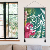 Hawaii Polynesian Turtle Tropical Hibiscus Plumeria Hanging Poster - Turquoise - AH - Polynesian Pride