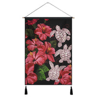 Hawaii Red Hibiscus Turtle Hanging Poster - AH - Ray Style Hanging Poster Cotton And Linen - Polynesian Pride