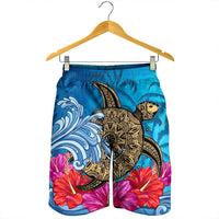 Hawaii Sea Turtle Hibiscus Coconut Tree Men's Shorts - AH - Polynesian Pride