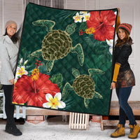 Hawaii Sea Turtle Hibiscus Plumria Premium Quilts - AH - Polynesian Pride