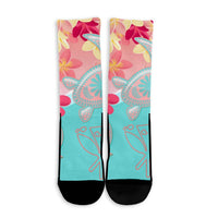Hawaii Sea Turtle Plumeria Crew Socks - AH - Polynesian Pride