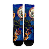 Hawaii Seal Of Hawaii Hibiscus Ocean Turtle Polynesian Crew Socks - AH - Polynesian Pride