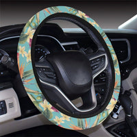 Hawaii Seamless Floral Pattern With Tropical Hibiscus, Watercolor Hawaii Universal Steering Wheel Cover with Elastic Edge - Polynesian Pride