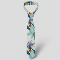 Hawaii Seamless Tropical Flower Plant And Leaf Necktie - Polynesian Pride
