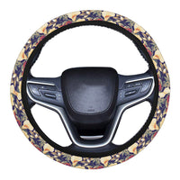 Hawaii Seamless Tropical Flower Plant And Leaf Pattern Background Hawaii Universal Steering Wheel Cover with Elastic Edge One Size Blue Steering Wheel Cover - Polynesian Pride