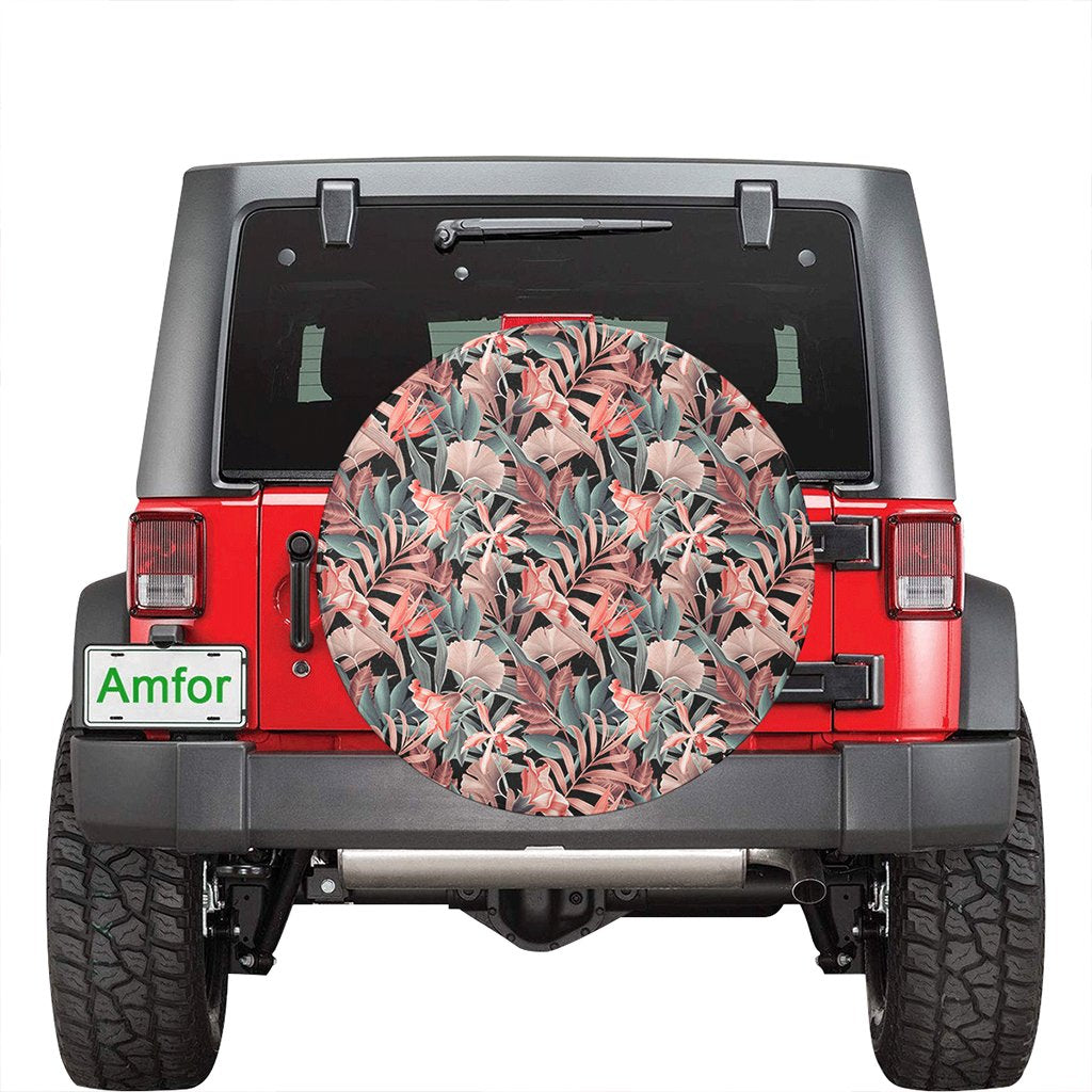 Hawaii Seamless Tropical Flower Plant Leaf Pattern Background Retro Botanical Style Hawaii Spare Tire Cover - Polynesian Pride