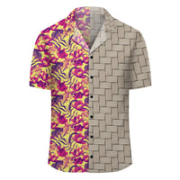 Hawaii Seamless Tropical Flower Plant Pattern Background Lauhala Moiety Hawaiian Shirt - Polynesian Pride