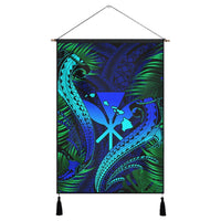Hawaii Shark Polynesian Tropical Hanging Poster - Blue - AH Hanging Poster Cotton And Linen - Polynesian Pride