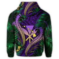 Hawaii Shark Polynesian Tropical Zip Hoodie Purple - Polynesian Pride