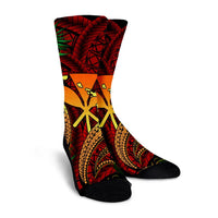 Hawaii Shark Polynesian Tropical Crew Socks - Red - AH - Polynesian Pride