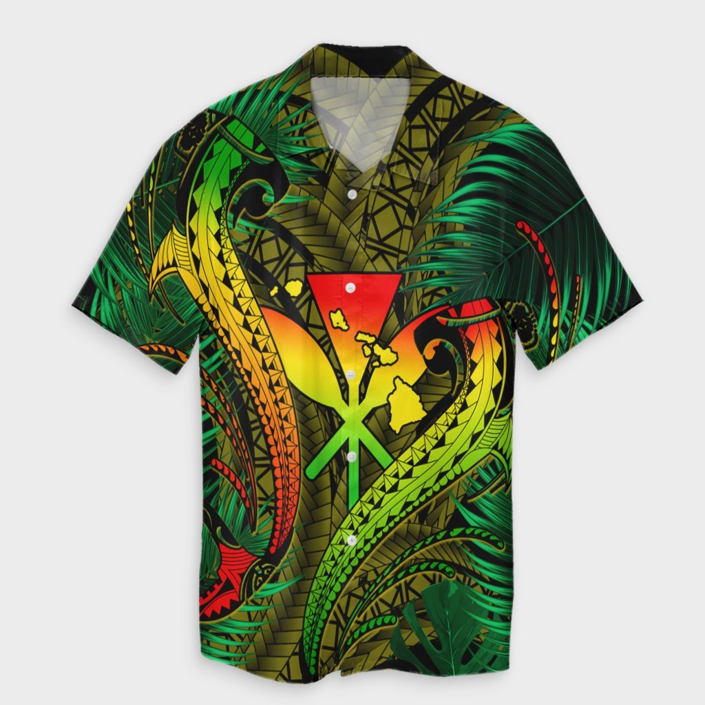 Hawaii Shark Polynesian Tropical Hawaiian Shirt - Reggae - AH Unisex Black - Polynesian Pride