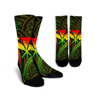 Hawaii Shark Polynesian Tropical Crew Socks - Reggae - AH Crew Socks White - Polynesian Pride
