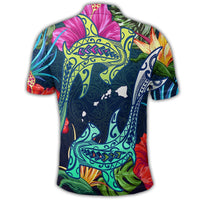 Hawaii Shark Tropical Color Polo Shirt - Polynesian Pride