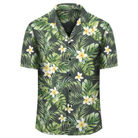 Hawaii Summer Plumerias Flowers Palm Tree Monstera Leaves Hawaiian Shirt - Polynesian Pride