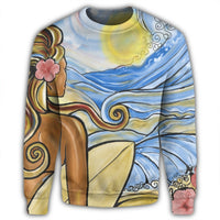 Hawaii The Girl Surfing Wave Sweatshirt - AH - Polynesian Pride