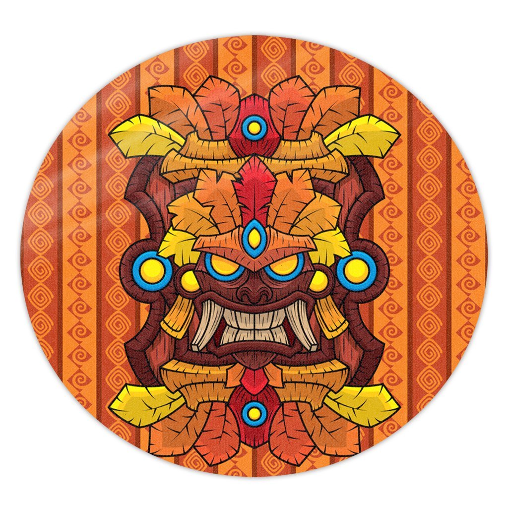 Hawaii Tiki Pattern Round Carpet - AH Round Carpet Luxurious Plush - Polynesian Pride