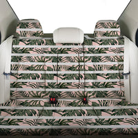 Hawaii Tropical Dark Green Leaves Seamless Pattern White Stripes Pink Background Back Seat Cover - Polynesian Pride
