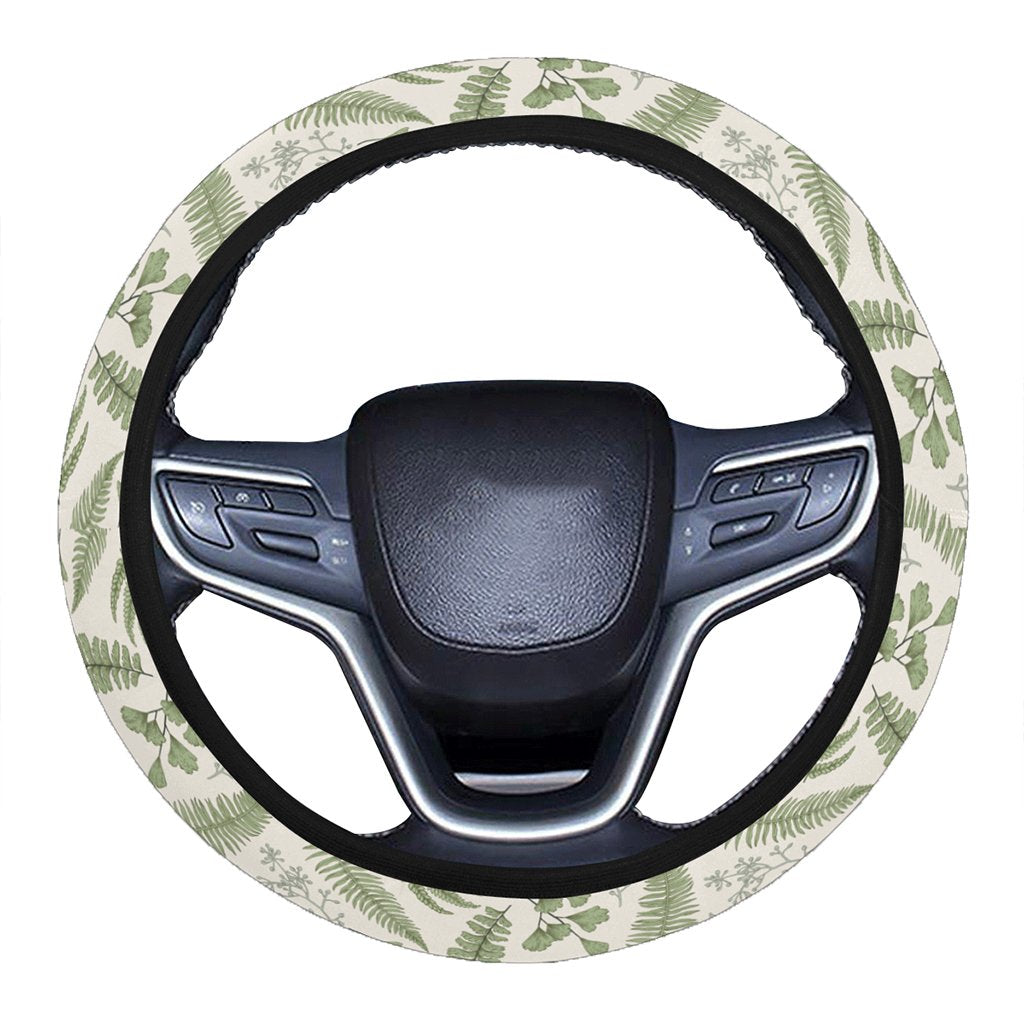 Hawaii Tropical Green Pattern Hawaii Universal Steering Wheel Cover with Elastic Edge One Size Green Steering Wheel Cover - Polynesian Pride
