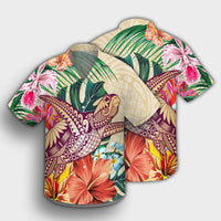 Hawaii Tropical Hibiscus Turtle Beige Hawaiian Shirt - AH - Polynesian Pride