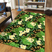 Hawaii Tropical Leaves And Plumeria Area Rug - AH - Polynesian Pride