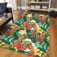 Hawaii Tropical Leaves Flowers And Birds Floral jungle Area Rug - AH - Polynesian Pride
