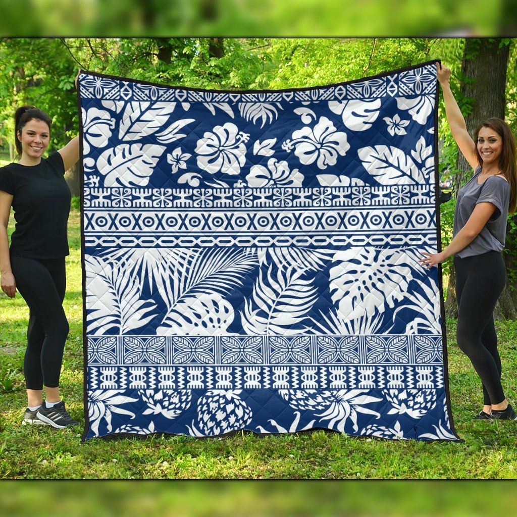 Hawaii Tropical Pattern Premium Quilts - AH Premium Quilt Black - Polynesian Pride