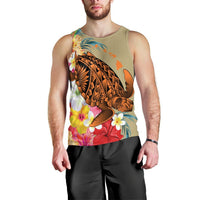 Hawaii Tropical Turtle Hibiscus And Plumeria Tank Top - AH Men's Tank Top Black - Polynesian Pride