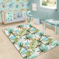 Hawaii Tropical Watercolor Palm Tree Leaf Area Rug - AH - Polynesian Pride