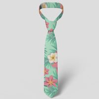 Hawaii Tropical flower, blossom cluster seamless pattern Tropical Flowers Palm Leaves Plant And Leaf Necktie - Polynesian Pride
