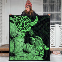 Hawaii Turtle Premium Quilts Polynesian Hibiscus Art Green - AH - Polynesian Pride