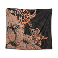 Hawaii Turtle Tapestry Polynesian Hibiscus Art Organe - AH Wall Tapestry Black - Polynesian Pride