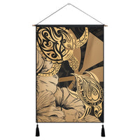 Hawaii Turtle Hanging Poster Polynesian Hibiscus Art Ver 2.0 Gold - AH Hanging Poster Cotton And Linen - Polynesian Pride