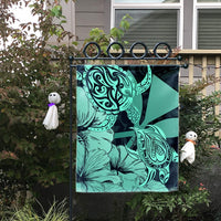 Hawaii Turtle Flag Polynesian Hibiscus Art Ver 2.0 Turquoise - AH - Polynesian Pride