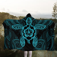 Hawaii Turtle Fixed Blue Hooded Blanket AH - Polynesian Pride
