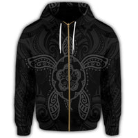 Hawaii Turtle Fixed Gray Zip Hoodie - Polynesian Pride