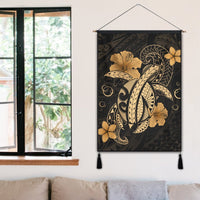 Hawaii Turtle Flower Polynesian Hanging Poster - Gold - AH - Polynesian Pride