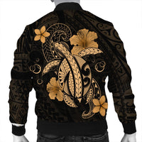 Hawaii Turtle Flower Polynesian Bomber Jacket - Gold - AH - Polynesian Pride