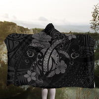 Hawaii Turtle Flower Polynesian Hooded Blanket - Gray - AH - Polynesian Pride