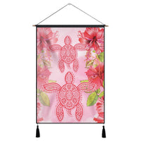 Hawaii Turtle Hibiscus Hanging Poster - Pink Style - AH Hanging Poster Cotton And Linen - Polynesian Pride