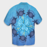 Hawaii Turtle Hibiscus Blue Hawaiian Shirt - AH - Polynesian Pride