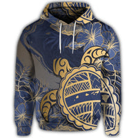 Hawaiian Turtle Hibiscus Gold Hoodie Kyn Style - Polynesian Pride